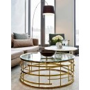 Стол журнальный SIGNAL LIVIA прозрачный/золотой, d80